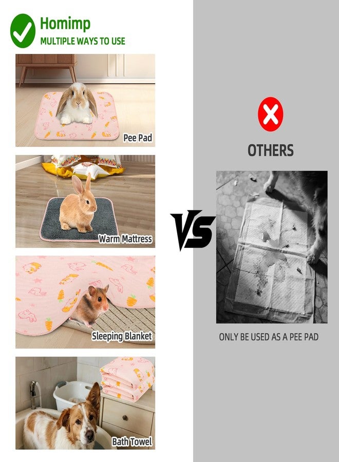 Homimp 2 Pack Guinea Pig Cage Liners,Washable Small Animal Bedding,Waterproof Reusable & Anti Slip Guinea Pig Pee Pad Fast and Super Absorbent Mat for Small Animal Rabbit Bunny Hamster,Pink 24"x47" - Image 4